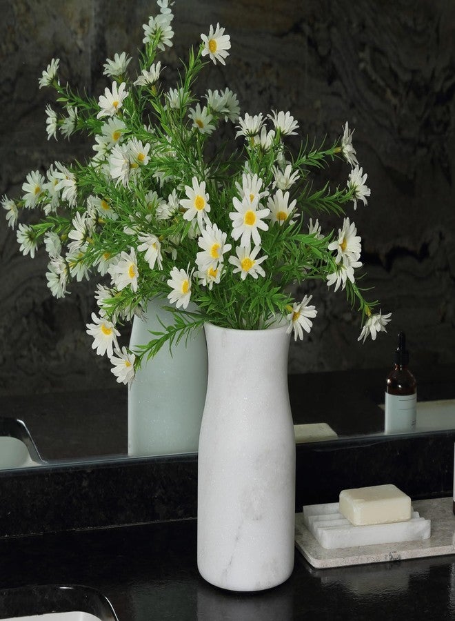 BCS White Marble Vase for Flowers, 8.66" Minimalist Modern Frosted Flower Vase for Home Decor, Decorative Vases for Centerpieces, Living Room, Dining Table, Office, Boho Farmhouse Decor - Image 2